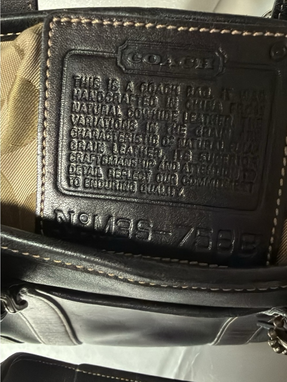 Coach Purse Black Leather Bucket Handbag Shouder No.M3S-7588 Hang Tag